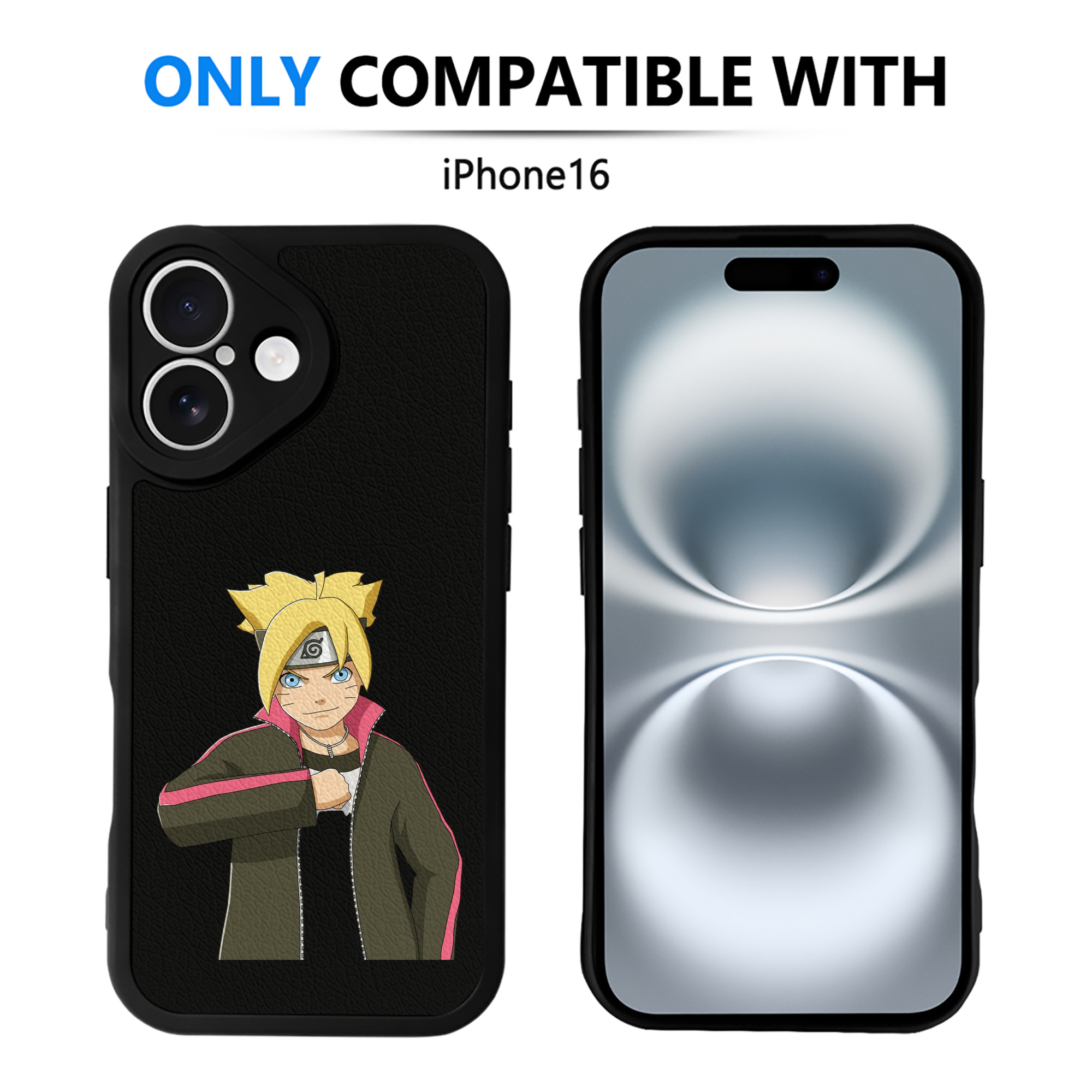 （画像用） NARUTO -ナルト- うずまき ボルト Uzumaki Boruto 【iPhone 16シリーズ対応】シリコンスマホケース（レザー調） 材質：シリコン